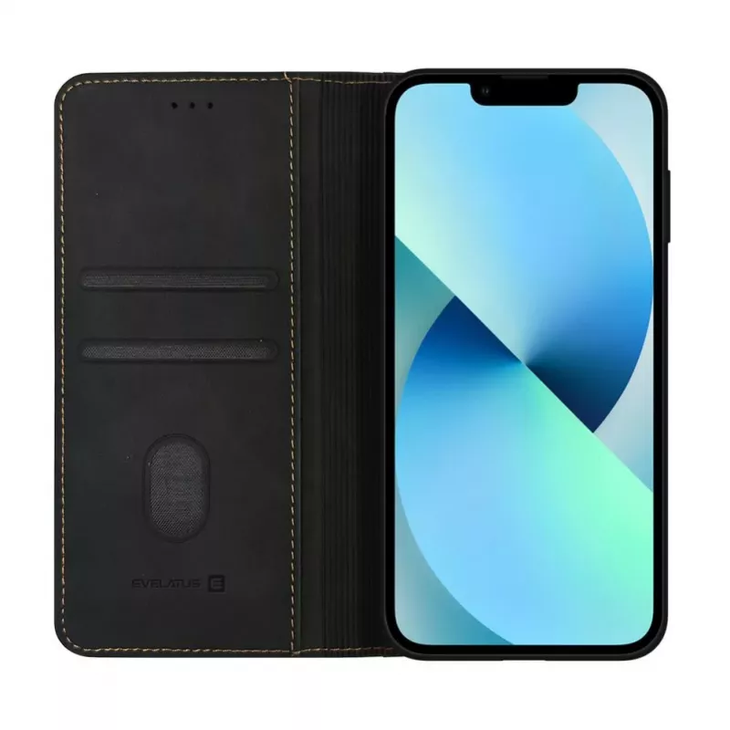 Evelatus Apple iPhone 17e kirjakotelo, musta