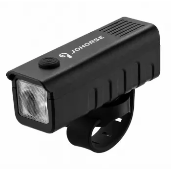 iLike JOHORSE USB-ladattava pyörän etuvalo, erittäin kirkas LED-pyörän etuvalaisin, IPX4 vesitiivis, ABS-kotelo, helppo kiinnitys ohjaustankoon