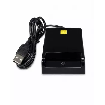 iLike USB-älykortinlukija, kontaktillinen IC-kortinlukija digitaaliseen allekirjoitukseen, eID-, pankki- ja viranomaiskorteille, musta