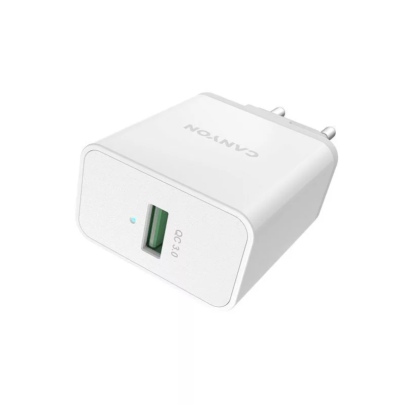 Canyon seinälaturi H-12 USB-A QC3.0 18W valkoinen