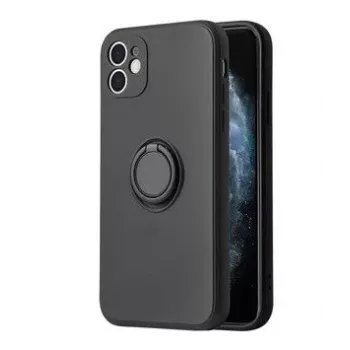 iLike Apple iPhone 14 Silicone Ring Case musta