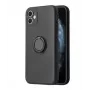 iLike Apple iPhone 14 Silicone Ring Case musta