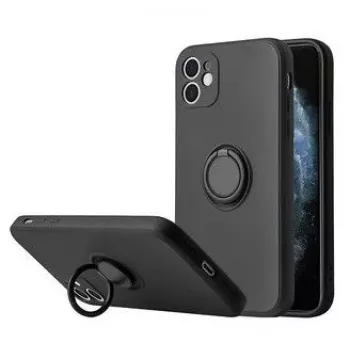 iLike Apple iPhone 14 Pro Max Silikon Ring -kotelo musta