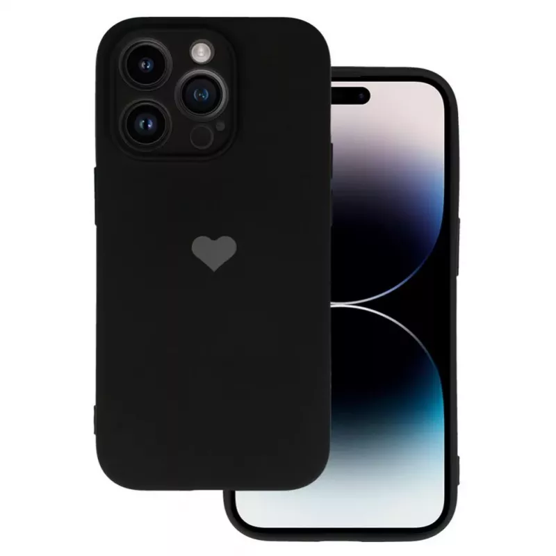 Vennus Samsung Galaxy A13 4G Pattern Silicone Heart Case musta