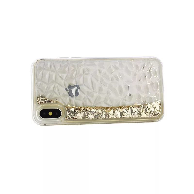 iLike Apple iPhone X / iPhone XS Liquid Diamond TPU -kotelo kulta