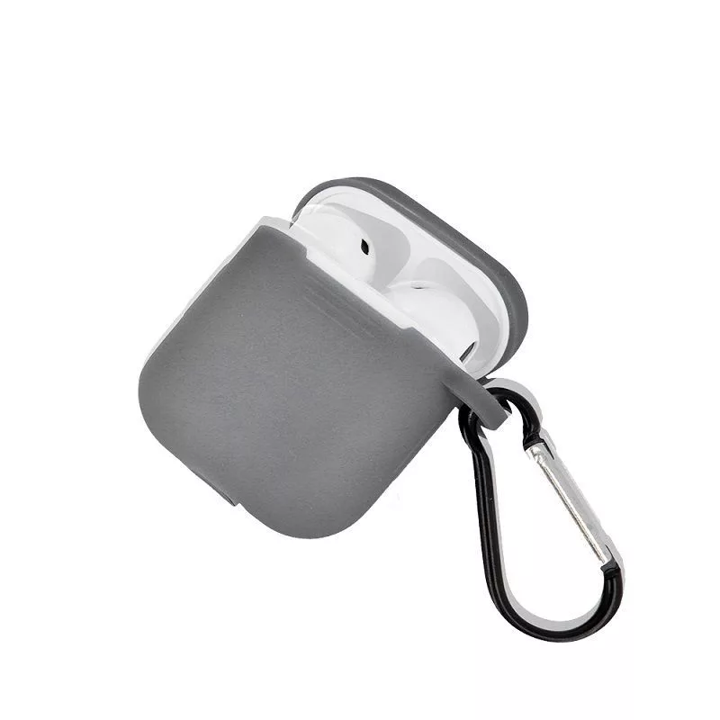 GreenGo Apple AirPods silikonikotelo koukulla harmaa
