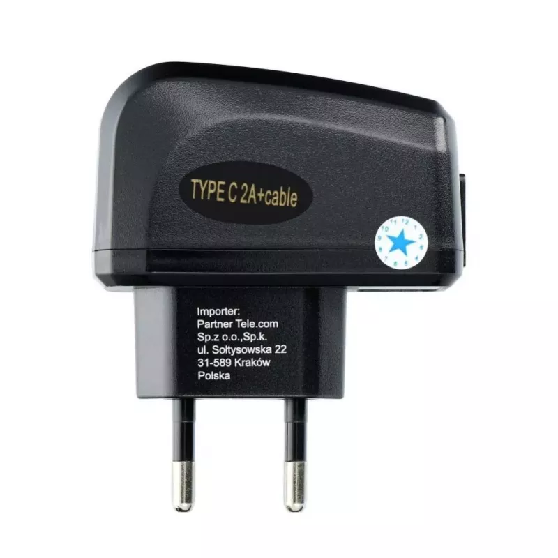 Blue Star Phone Charger Blue Star Lite USB A 2A 10W + Cable USB A to USB C TFK-TC-1095B musta