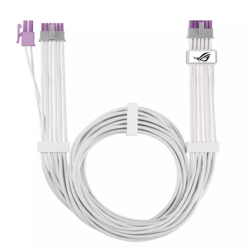 ASUS ROG EQUALIZER White Edition GPU-virtakaapeli - 16-napainen 12VHPWR 3x8-napaiseen PCIe - 700mm valkoinen
