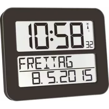 TFA TIMELINE MAX digitaalinen radioseinä kello 60.4512.01 musta