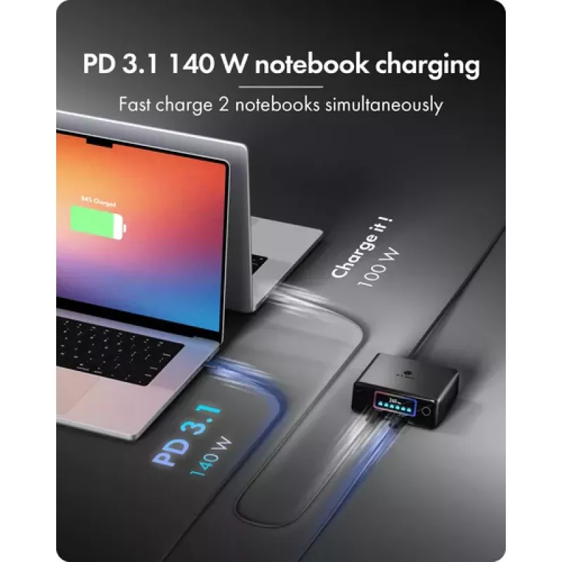 ICY BOX IB-PS2401 Diamond Charge 2401 GaN-latausasema LCD-näytöllä, 240 W
