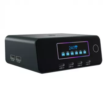 ICY BOX IB-PS2401 Diamond Charge 2401 GaN-latausasema LCD-näytöllä, 240 W