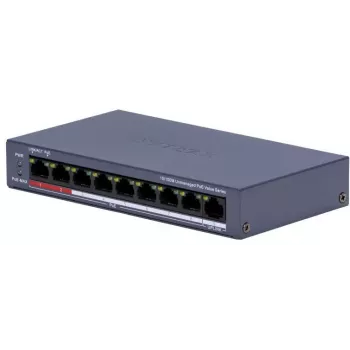 Hikvision DS-3E0109P-E/M(C) 9-porttinen Fast Ethernet PoE-kytkin, 8 PoE-porttia, 65W budjetti, hallitsematon