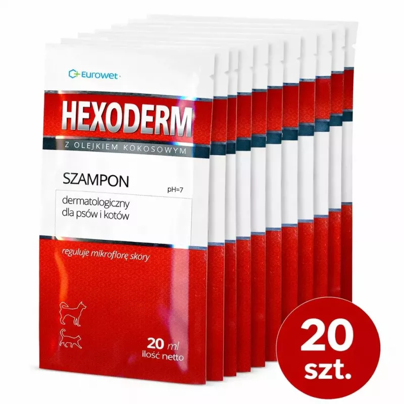 EWE EUROWET Hexoderm Medicated Shampoo koirille ja kissoille - 20 x 20 ml pussi