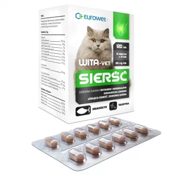 EUROWET Wita-Vet Coat - ravintolisä kissoille - 120 tablettia