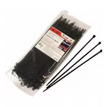 WKK musta UV-stabiloitu nylon-nippuside 300x3.6mm 100 kpl:n pakkaus