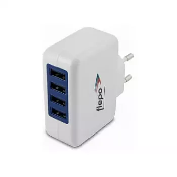 FLEPO USB 4-porttinen virtalähde 100-240V 4A 20W musta EU-pistoke