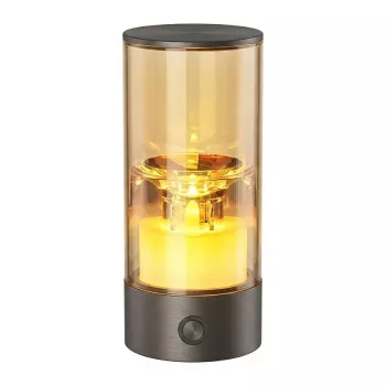 SYNERGY21 LED-tuikkuvalo akku ulkokäyttö IPX5 kosketuskytkin himmennettävä teräksenharmaa