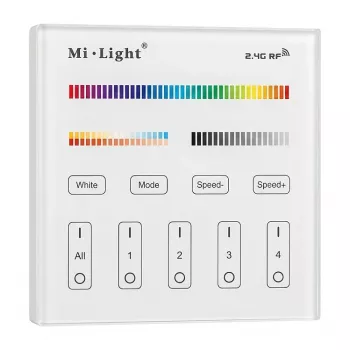 MIBOXER T4 Smart Panel -kaukosäädin RGB+CCT 4 vyöhykettä 2,4GHz RF kosketuspaneeli seinäasennettava