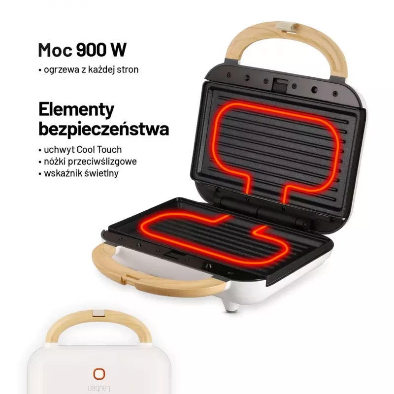 Lauben 3-in-1 900W voileipägrilli - musta/hopea