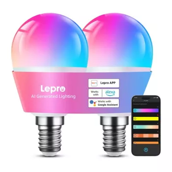 LEPRO BP1-2 E14 LED-lamppu Bluetoothilla ja Wi-Fi:llä, 470 lm, 2 kpl:n pakkaus