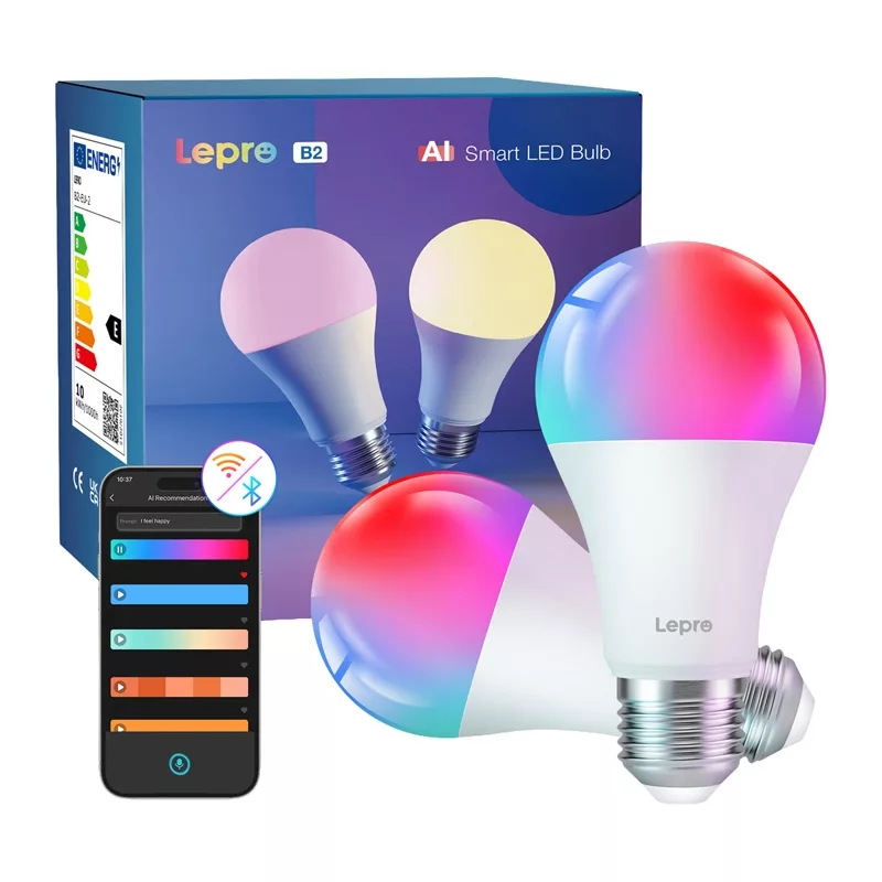 LEPRO B2-2 E27 Wi-Fi LED-lamppu, 1100 lm, 2 kpl:n pakkaus