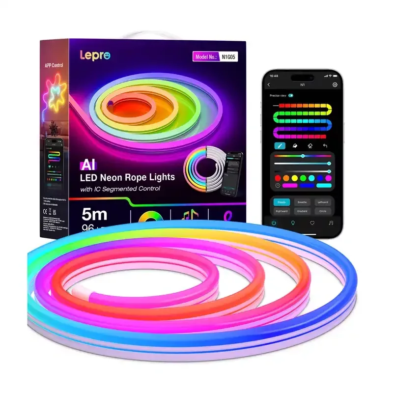 LEPRO N1-5 RGB älykäs LED-nauha 5m Wi-Fi Alexa Google Assistant