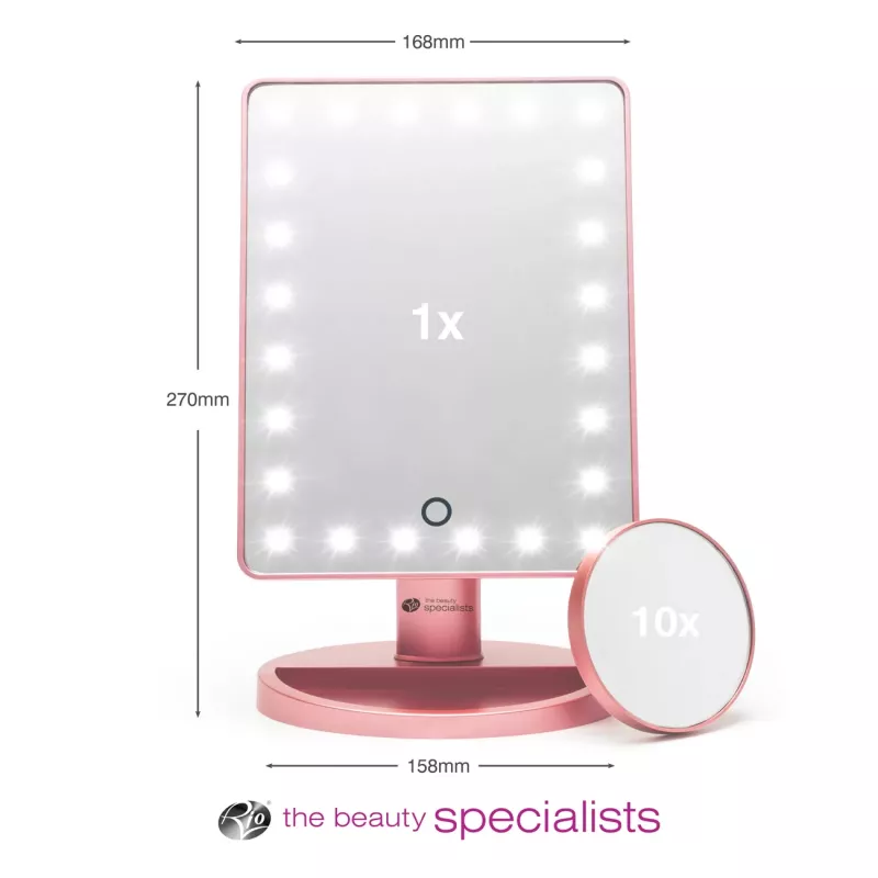 Rio MMSP-RG-EU/1,2 24 LED kosketushimmennettävä meikkipöytäpeili, rose gold