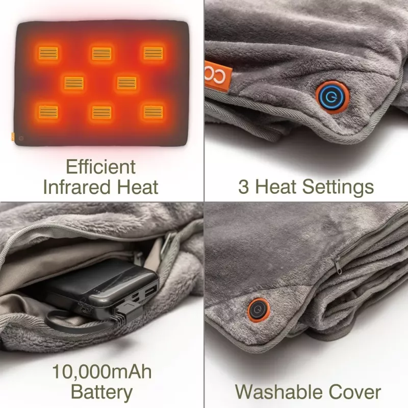 Bodi-Tek BT-BLHT-EU/1.0 COZY Snuggle Blanket lämmitettävä viltti 130 x 160 cm, harmaa