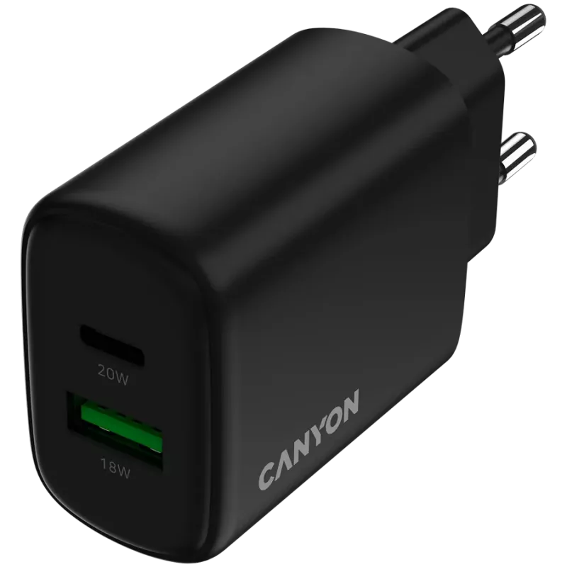 CANYON OnCharge 200 20W 1xPD 1xQC EU musta seinälaturi