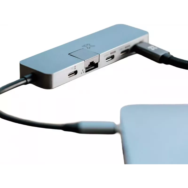 XtremeMac Max Pro USB-C-moniporttikeskitin 5 porttia 100W PD Gigabit LAN Space Gray