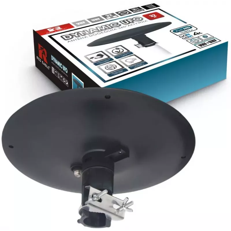 OPTICUM RED Opticum DVB-T Dynamic UFO-360 musta aktiivinen ulkoinen ympärisäteilevä antenni