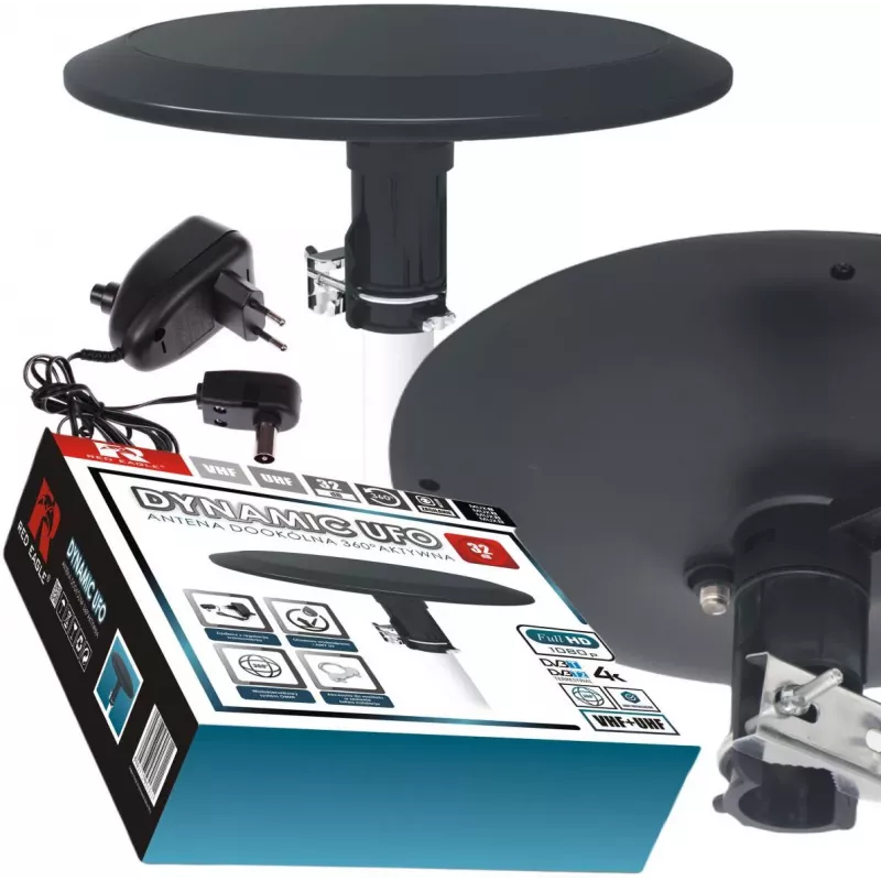 OPTICUM RED Opticum DVB-T Dynamic UFO-360 musta aktiivinen ulkoinen ympärisäteilevä antenni