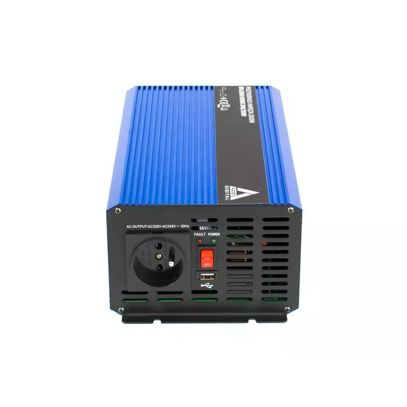 AZO Digital 24 VDC / 230 VAC -muunnin SINUS IPS-2000S 2000W puhdas siniaalto -vaihtosuuntaaja