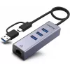 UNITEK USB-C-keskitin 4-in-1 Ethernet 3 x USB-A 5 Gbps USB-A-sovittimella