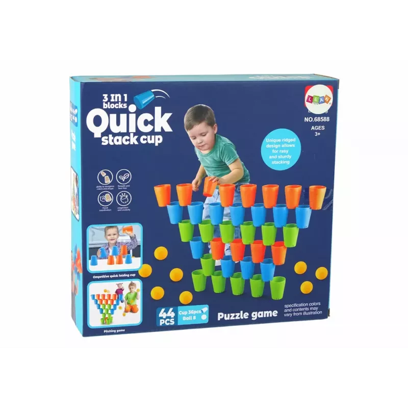 LEAN TOYS Cups palapelipeli 3 in 1 44 osaa