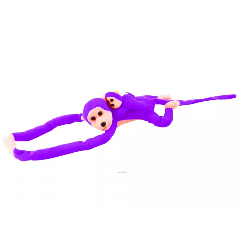 LEAN TOYS Maskotti pehmeä apina vauvan kanssa, violetti 90 cm
