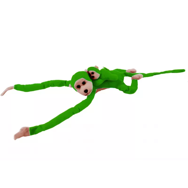 LEAN TOYS Maskotti pehmeä apina vauvan kanssa, vihreä 90 cm