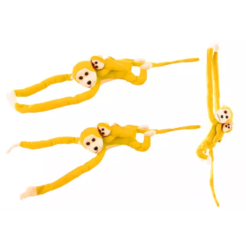 LEAN TOYS Maskotti pehmeä apina vauvan kanssa, keltainen 90 cm