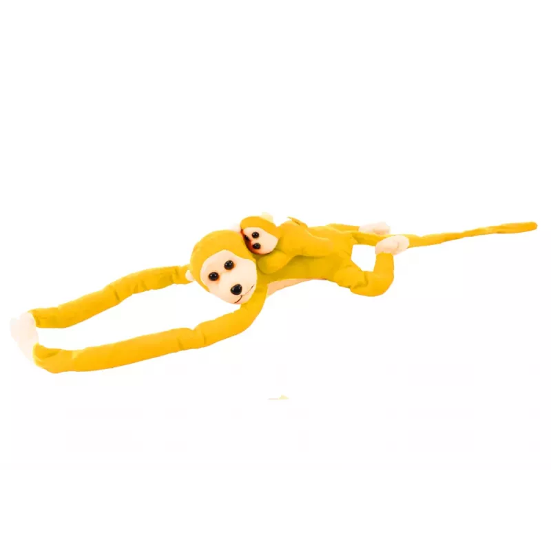 LEAN TOYS Maskotti pehmeä apina vauvan kanssa, keltainen 90 cm