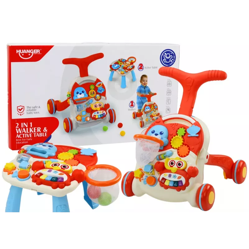LEAN TOYS työnnettävä lelu interaktiivinen oppimispöytä 2in1 punainen