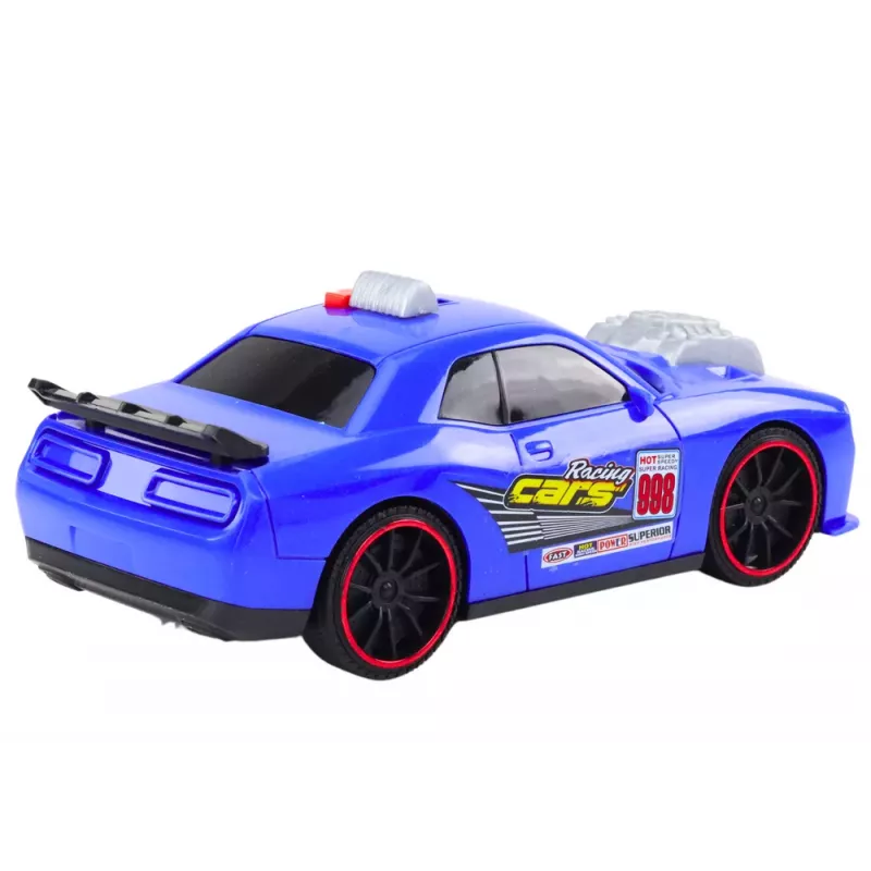 LEAN TOYS kilpa-auto valolla, äänellä ja avautuvalla konepellillä sininen
