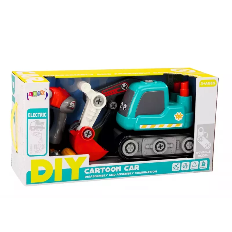 LEAN TOYS Cartoon Crawler Excavator For Turning DIY Turquoise