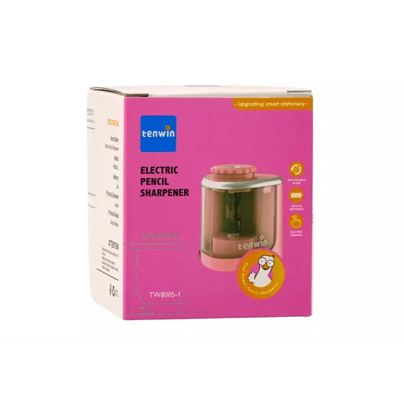 LEAN Sähköinen pinkki teroitin värikynille ja lyijykynille 6-8 mm