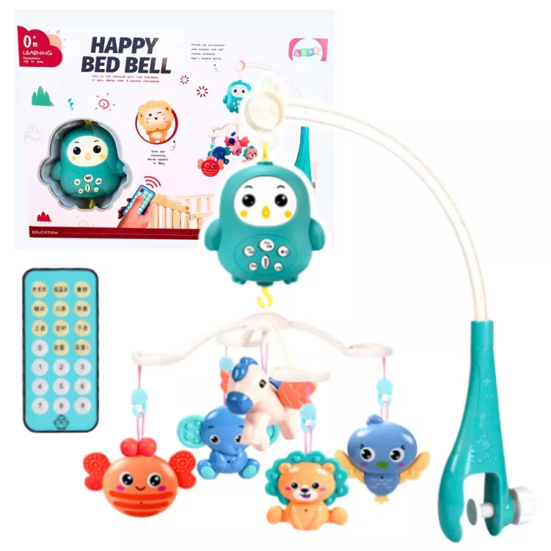 LEAN TOYS pinnasängyn karuselli kaukosäätimellä tuutulaulut äänet sininen
