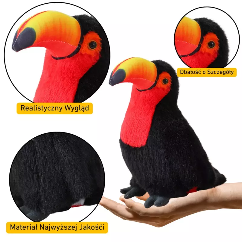 LEAN TOYS pehmo-tukaani lintu pehmolelu maskotti pehmolelu punainen 20 cm
