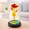 LEAN Ikuinen ruusu lasikristallikuvussa LED-valaistus punainen 21x11cm