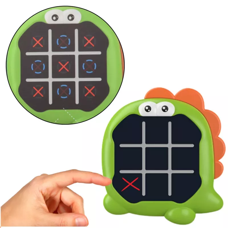 LEAN TOYS Elektroninen peli 3in1 Tic Tac Toe Memory vihreä dinosaurus