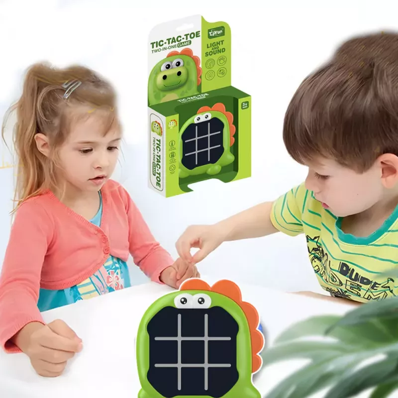 LEAN TOYS Elektroninen peli 3in1 Tic Tac Toe Memory vihreä dinosaurus