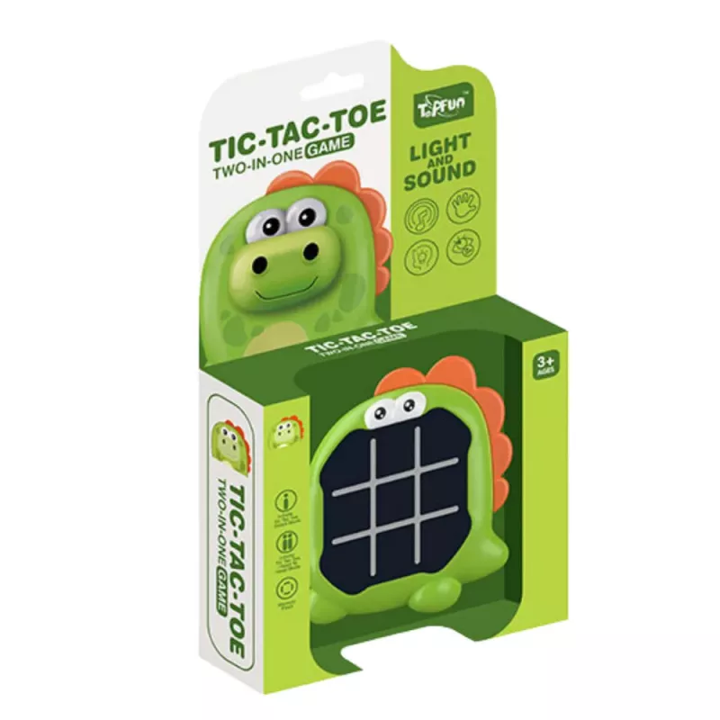 LEAN TOYS Elektroninen peli 3in1 Tic Tac Toe Memory vihreä dinosaurus