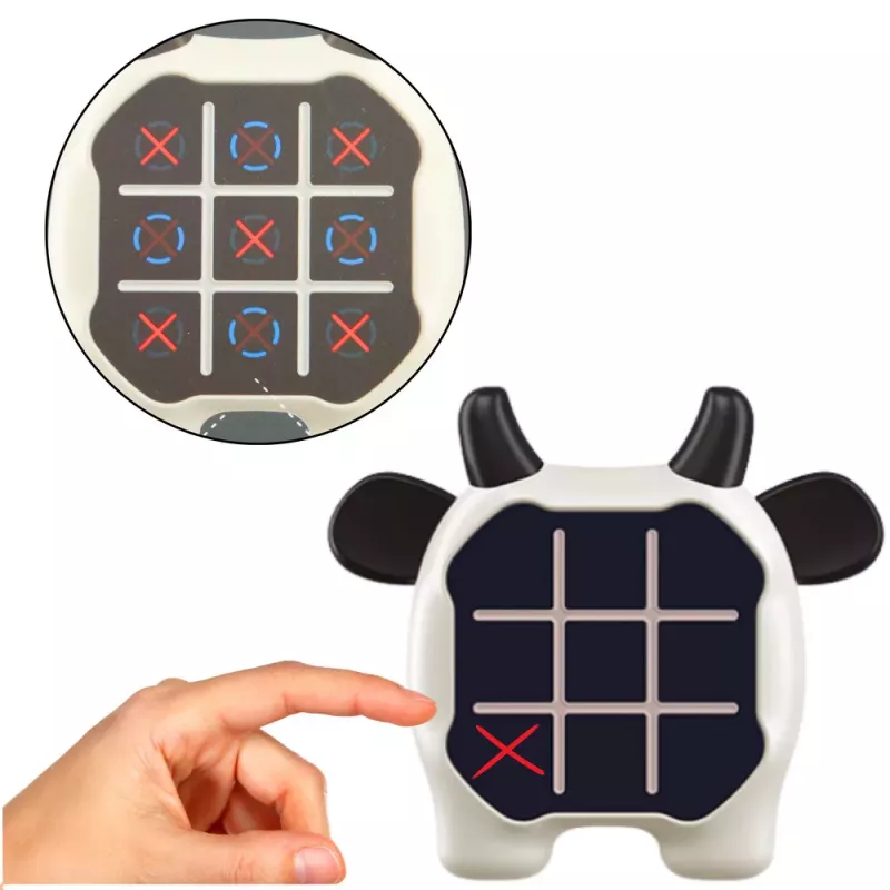 LEAN TOYS Elektroninen peli 3in1 Tic Tac Toe Memory lehmä musta ja valkoinen